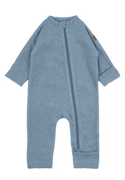Mikk-Line Babyanzug aus Baumwollfleece – Faded Denim Melange